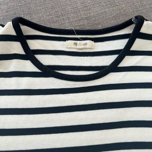 Madewell black and white strip t-shirt midi dress